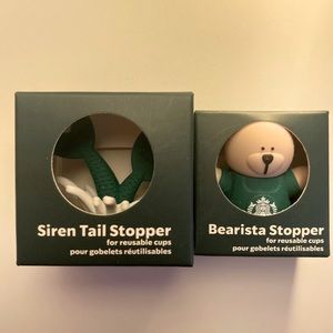NWT: Set of Two Starbucks Stoppers (Bearista and Siren Tail)